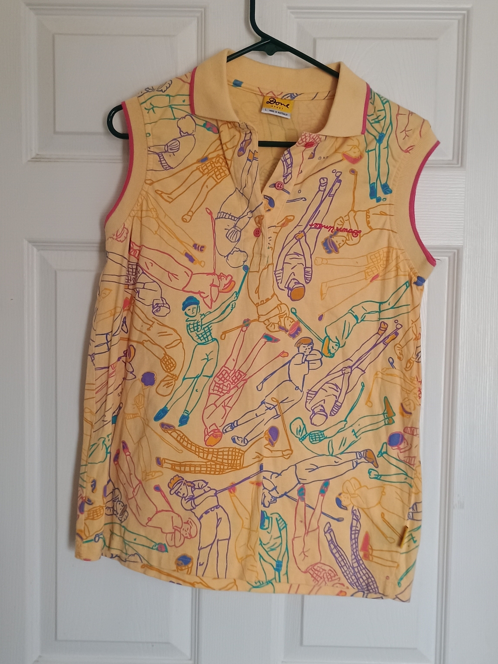 EUC Ken Done Golf Print Sleeveless Polo Tank  Size Large